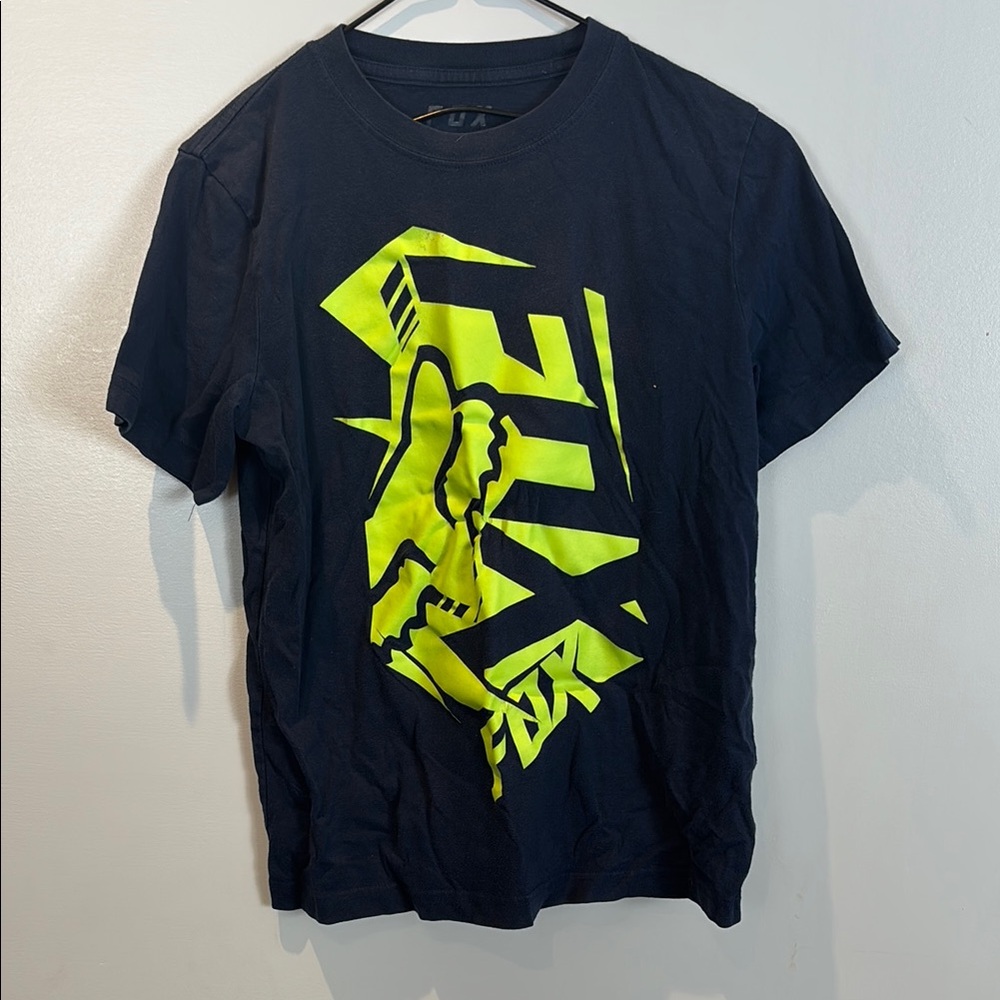 Fox Black and Yellow Short Sleeve Tee with Bold Graphic